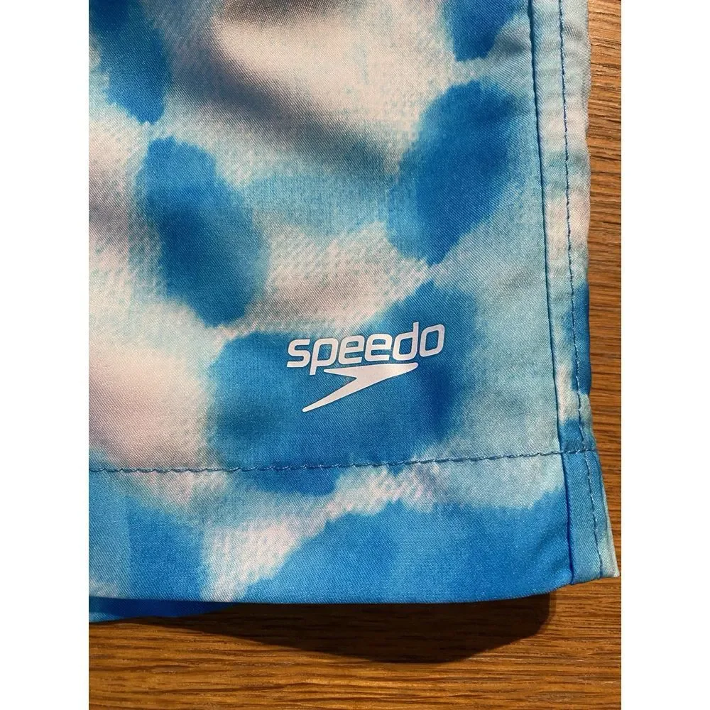 Speedo Mens Swim Shorts Size‎ XXL Trunks Blue Tie Dye Mesh Lined Pockets